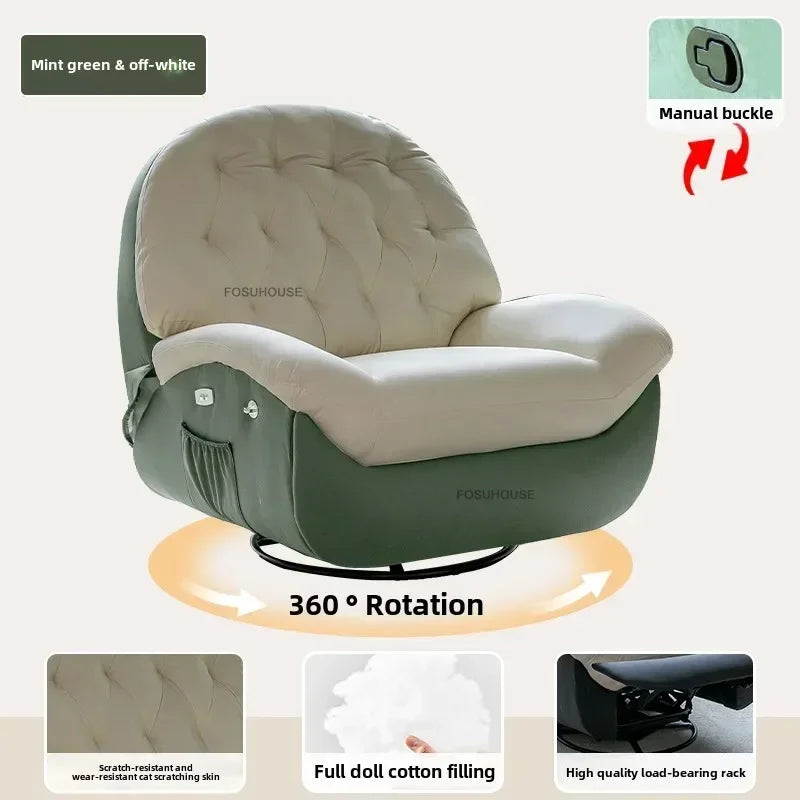 Modern Fabric Living Room Sofas Designer Living Room Furniture Leisure Lazy Sofa Bed Rocking Chair Nordic Home Rotating Recliner
