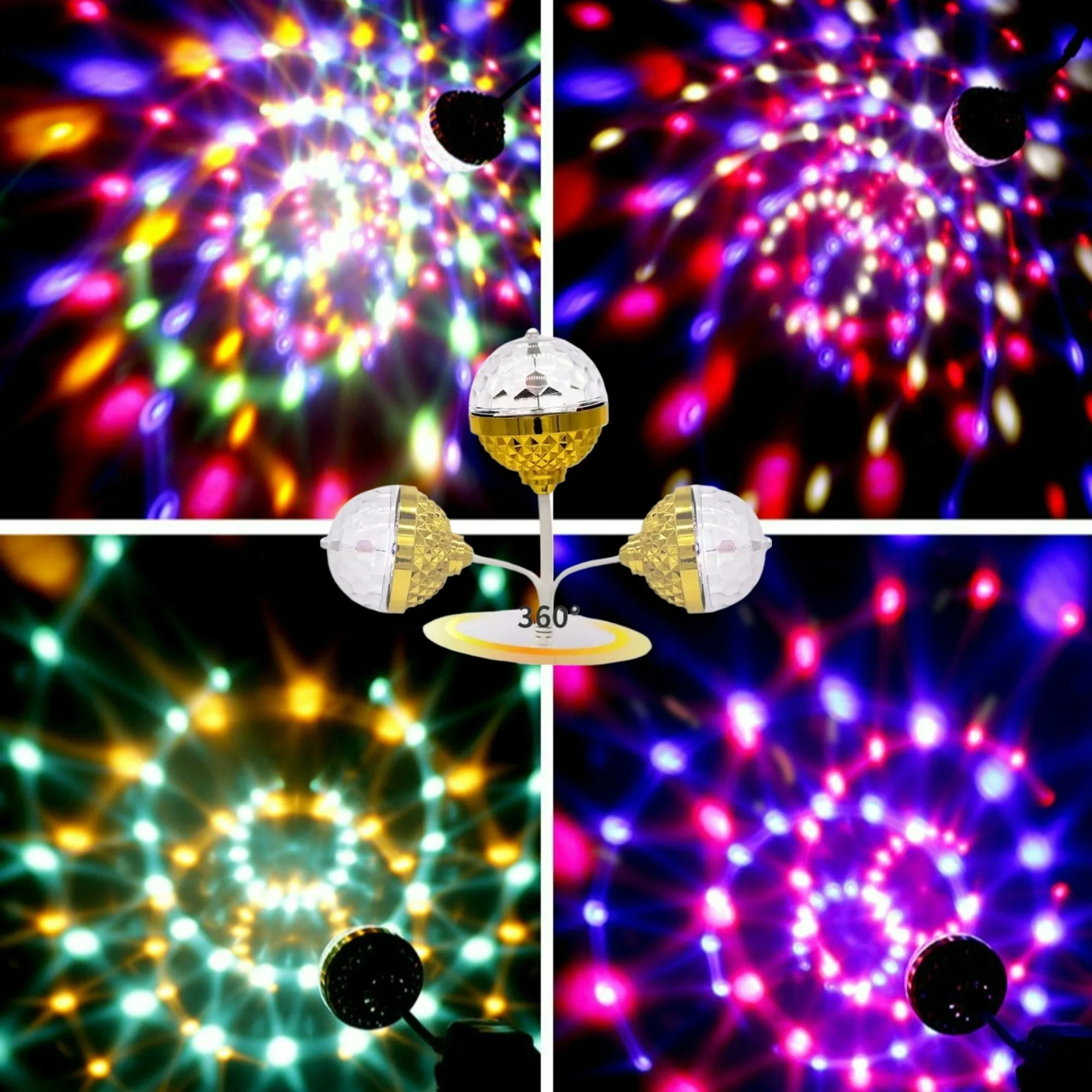 LED Stage Lamp Bulb Stage Light Colorful Small Magic Ball 360º Rotating USB Plug Multiple Modes for DJ Disco Ambient Light