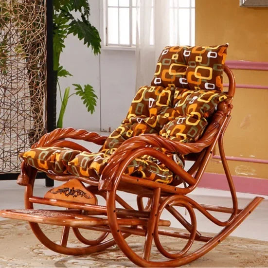 Balcony natural real rattan plant woven indoor leisure leisurely old-fashioned chaise lounge