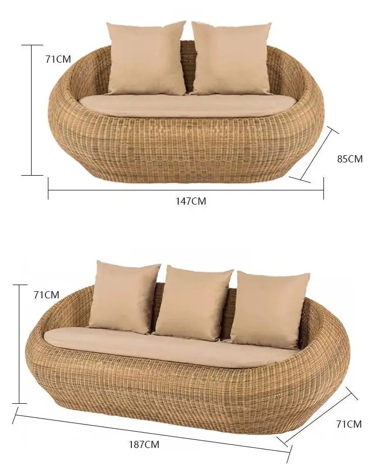Modern outdoor rattan sofa set for garden patio furniture