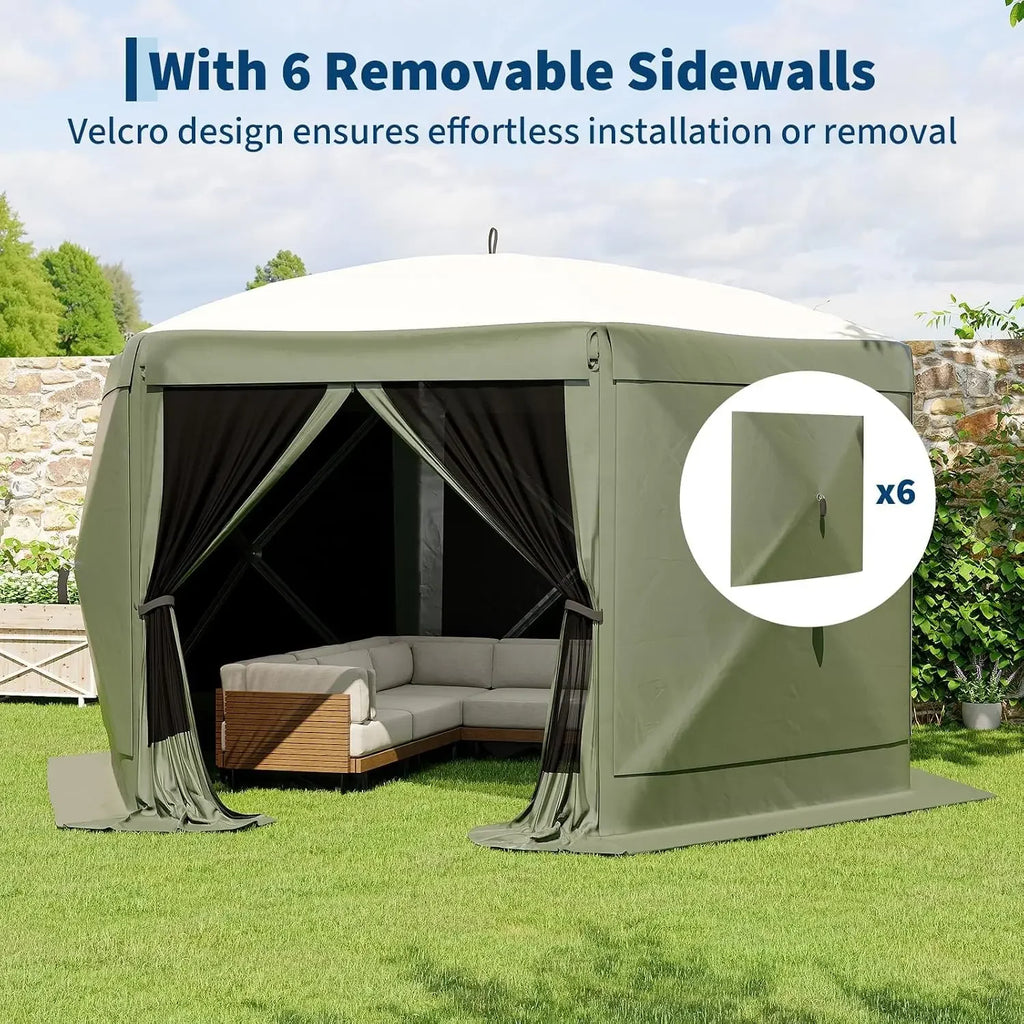 13x13 Pop Up Canopy Tent, Screen Gazebo with Carry Bag | UPF 50+ Waterproof Quick Canopy Tent W/ Mosquito Netting; 6 Removable W