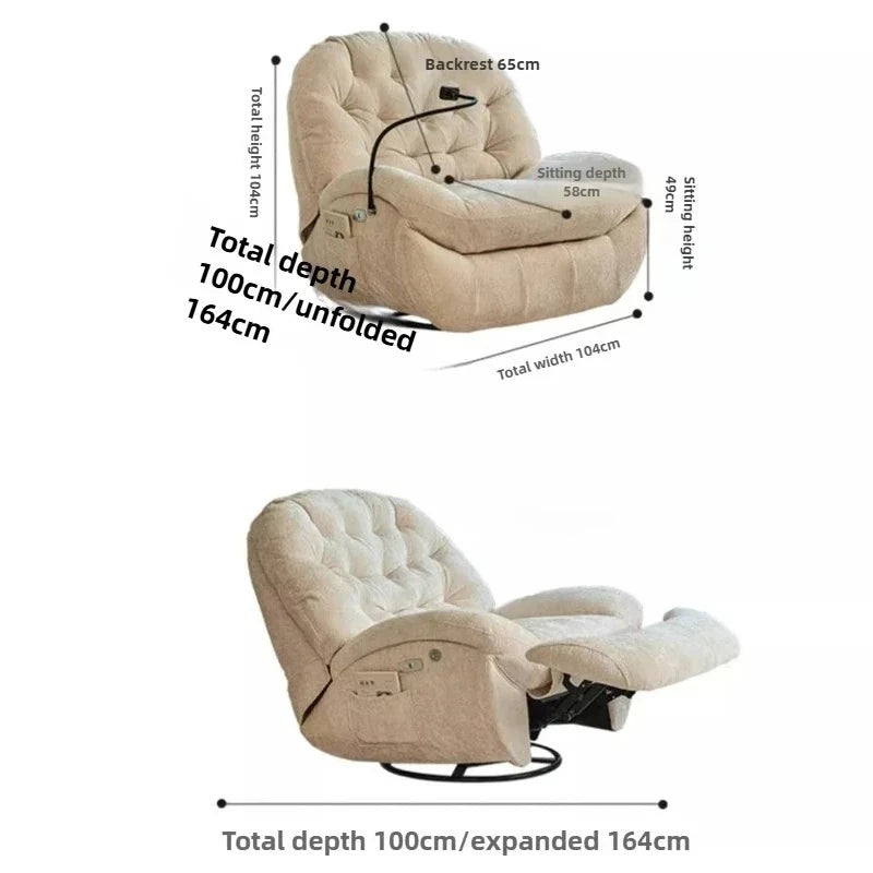 Modern Fabric Living Room Sofas Designer Living Room Furniture Leisure Lazy Sofa Bed Rocking Chair Nordic Home Rotating Recliner