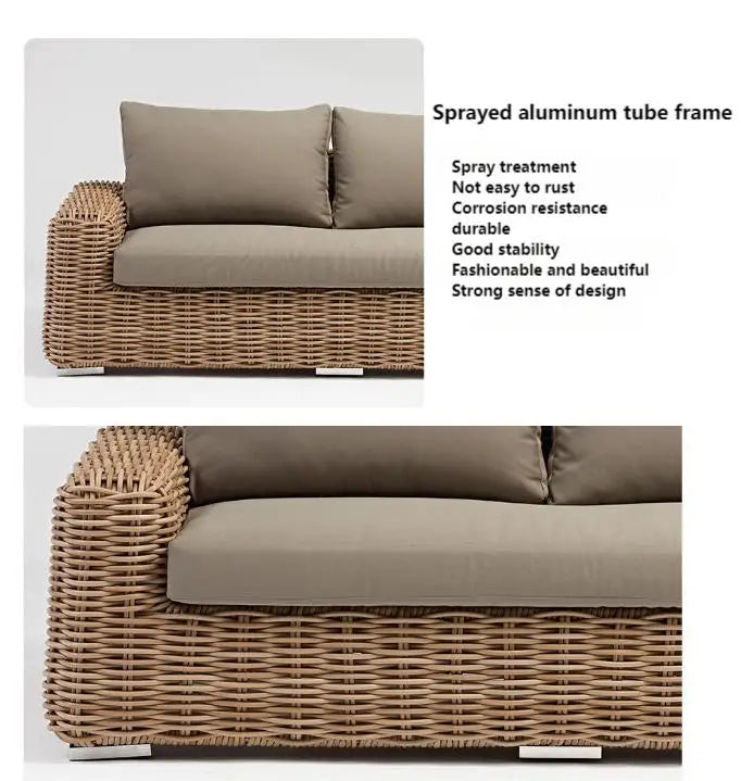 Modern Outdoor Leisure Comfortable Weaving Woven Rattan Sofa