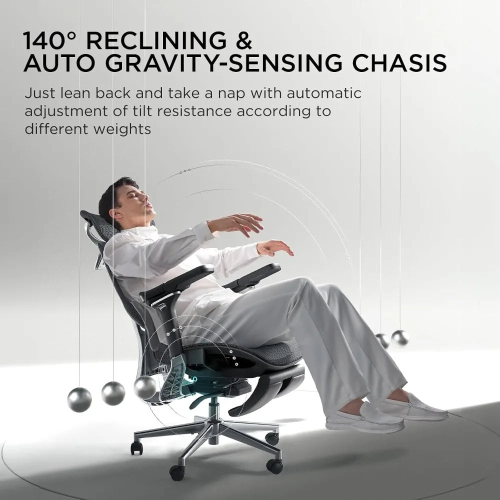 Ergonomic Big and Tall Office Chair with 3-Zone Lumbar Support, 4D Headrest, 6D Armrests, Black