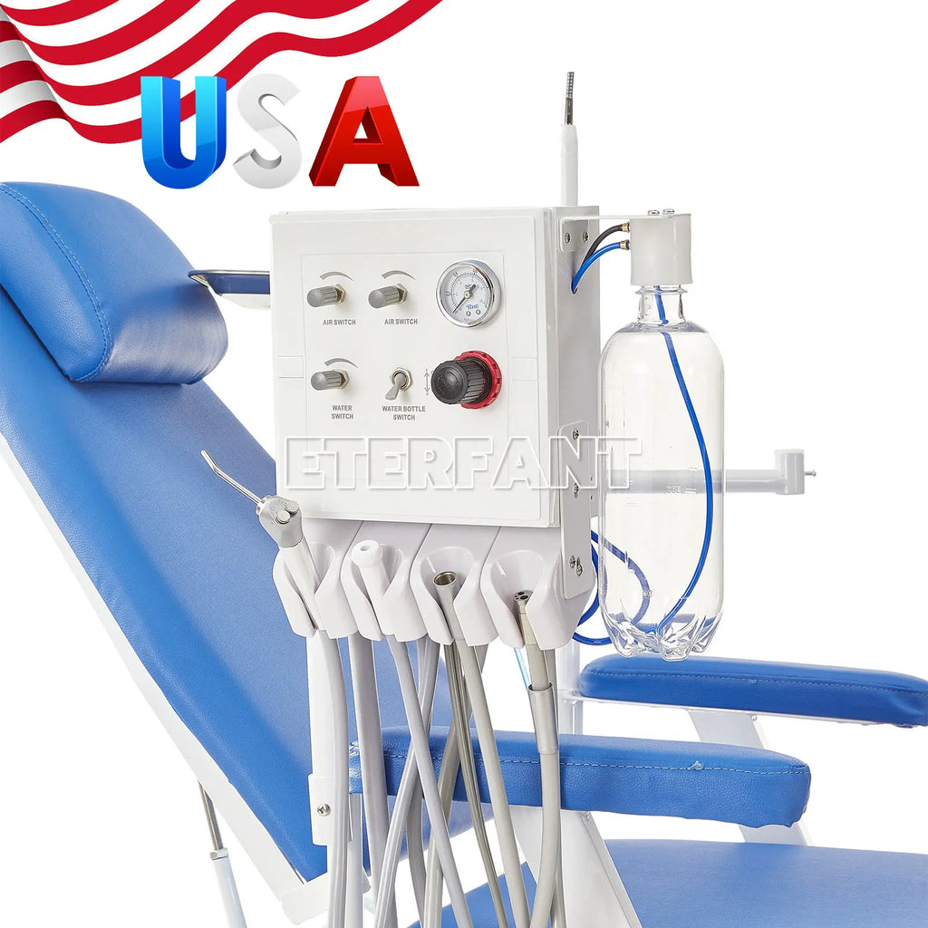 Dental Mobile Chair Black/Blue/Folding Chair with LED Light+Turbine Unit 4H PU/3Layer Trolley Cart Tool Mobile ABS with Socket