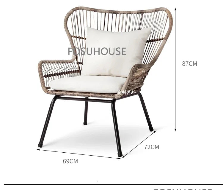 Terrace Rattan Chairs Tea Table Three Piece Set Modern Outdoor Furniture For Balcony Courtyard Garden Leisure outdoor Armchair
