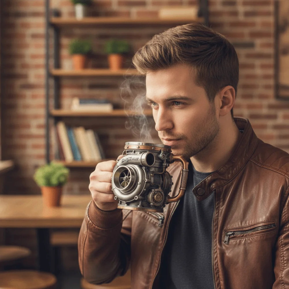Resin Turbocharger Mug Sturdy and Durable Comfortable Grip 3D Engine Cup Handcrafted Mechanical Element Style Coffee Mug