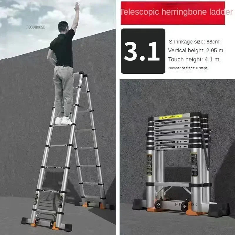 Folding Ladder for Construction Site Metal Telescopic Modern Thickened Ladders Creative Multifunctional Step Ladders for Home G