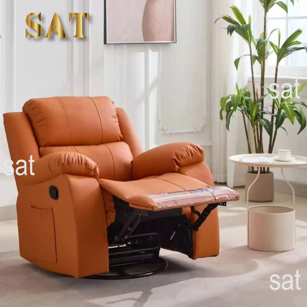 #@Modern Multifunction Electric Leather Recliner Sofa Recliner Sofa With Adjustable Backrest Swirling Single Sofa Chair