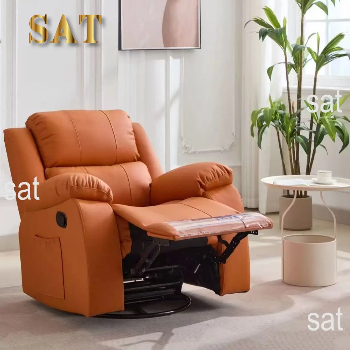 #@Modern Multifunction Electric Leather Recliner Sofa Recliner Sofa With Adjustable Backrest Swirling Single Sofa Chair