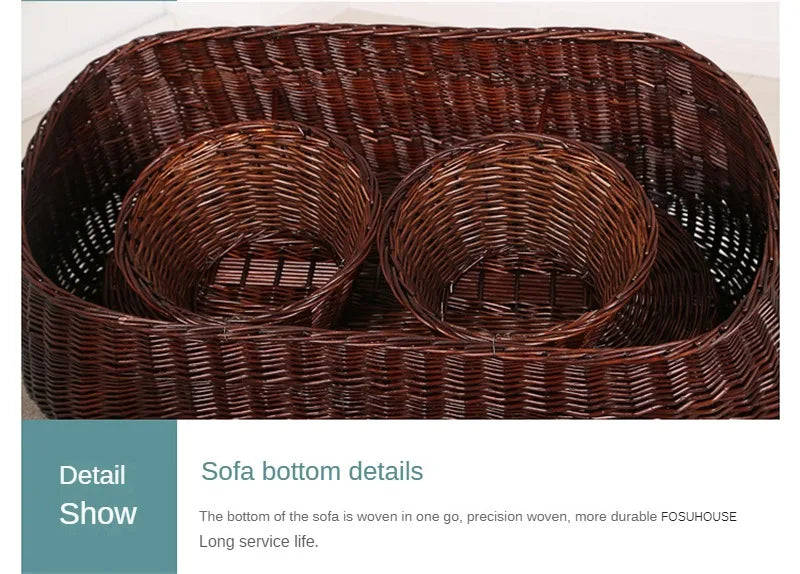 Modern Rattan Lazy Garden Sofa Chair Set Outdoor Patio Balcony Terrace Furniture Wicker Tatami Leisure Coffee Table Indoor