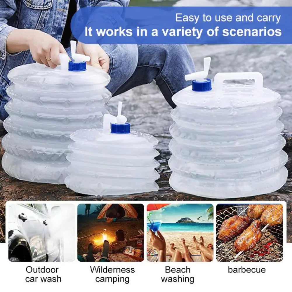5/10/15L Folding Water Bucket Large Capacity with Faucet Water Bag Reusable Water Storage Container