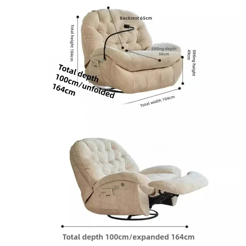 Modern Fabric Living Room Sofas Designer Living Room Furniture Leisure Lazy Sofa Bed Rocking Chair Nordic Home Rotating Recliner