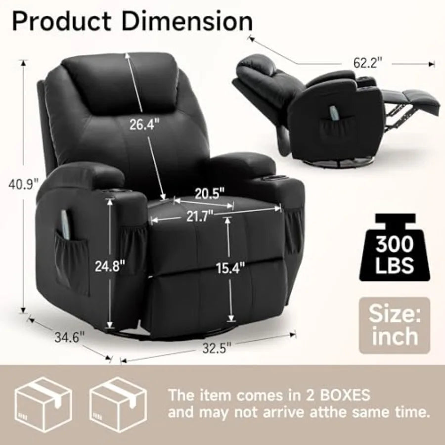 Recliner Chair,Rocking Chair with Massage and Heat,360° Swivel Recliner Chairs for Adults,for Bedroom,Nursery,Living Room Chairs