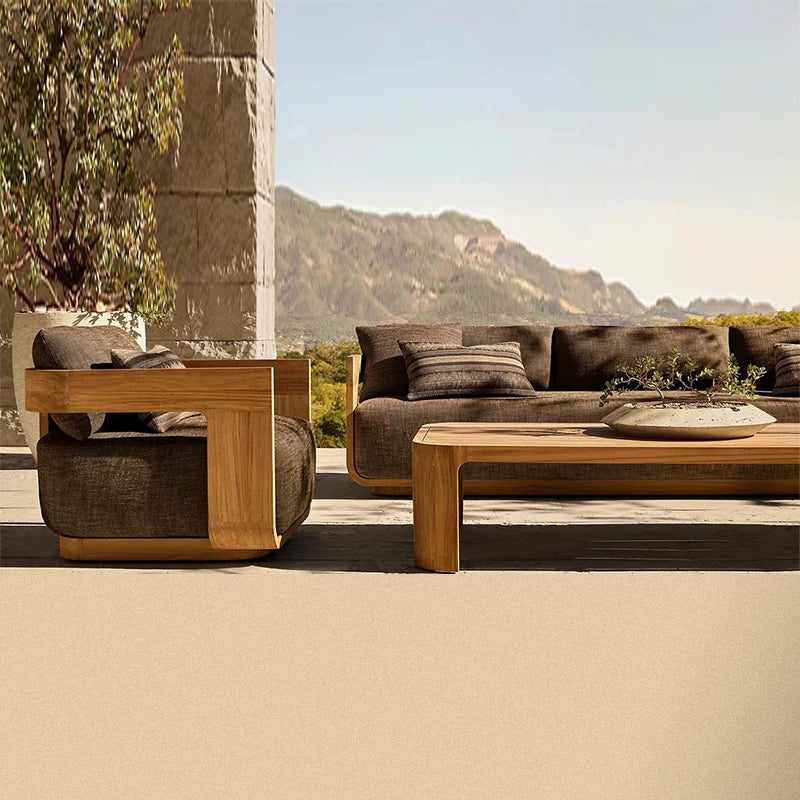 High-End Teak Solid Outdoor Furniture Direct Sales From Manufacturer For Garden Sofa Courtyard Park Hotel Leisure Villa