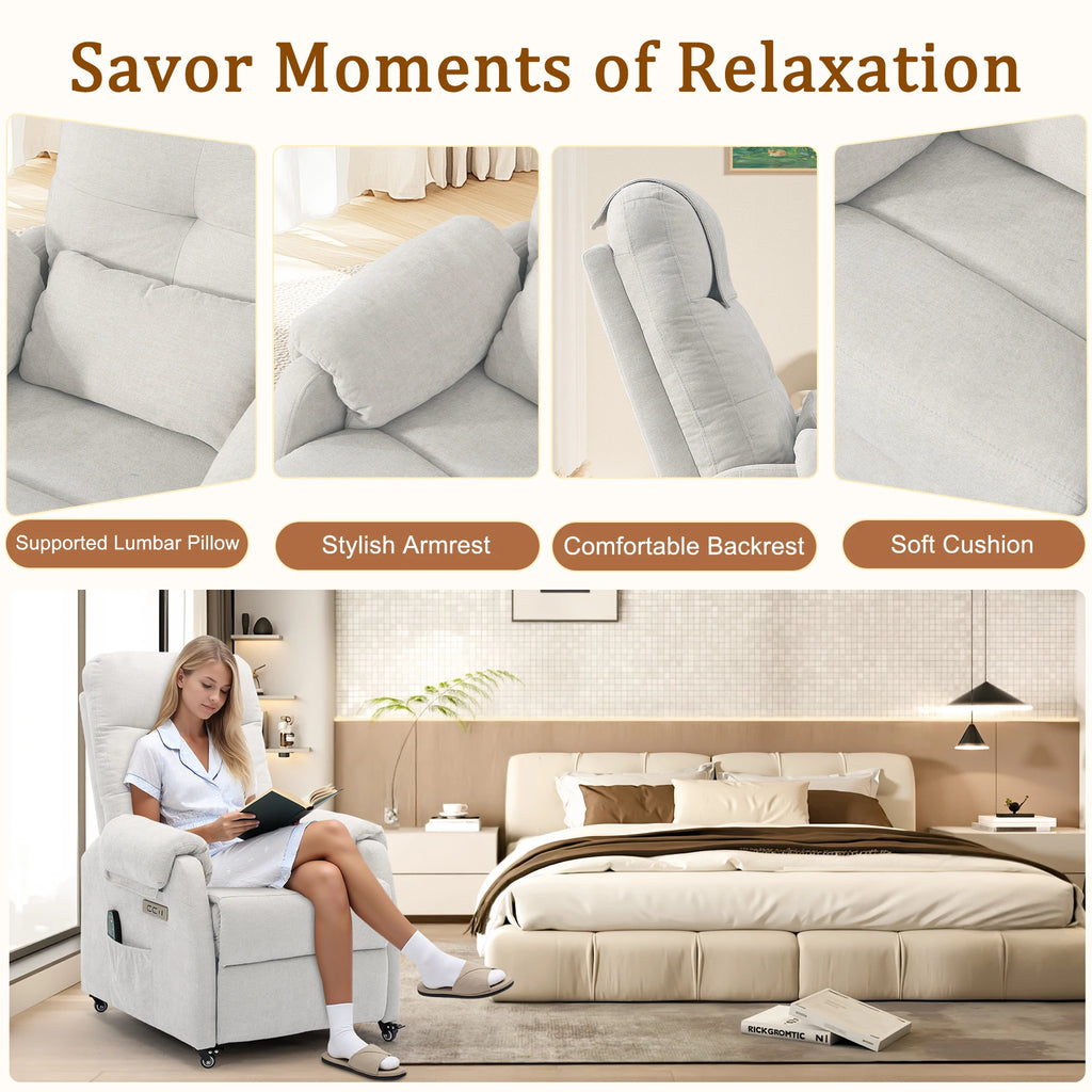 Korser Power Small Recliner Chair for Small Spaces with Wheels and USB Ports for Living Room，Bedroom，Office