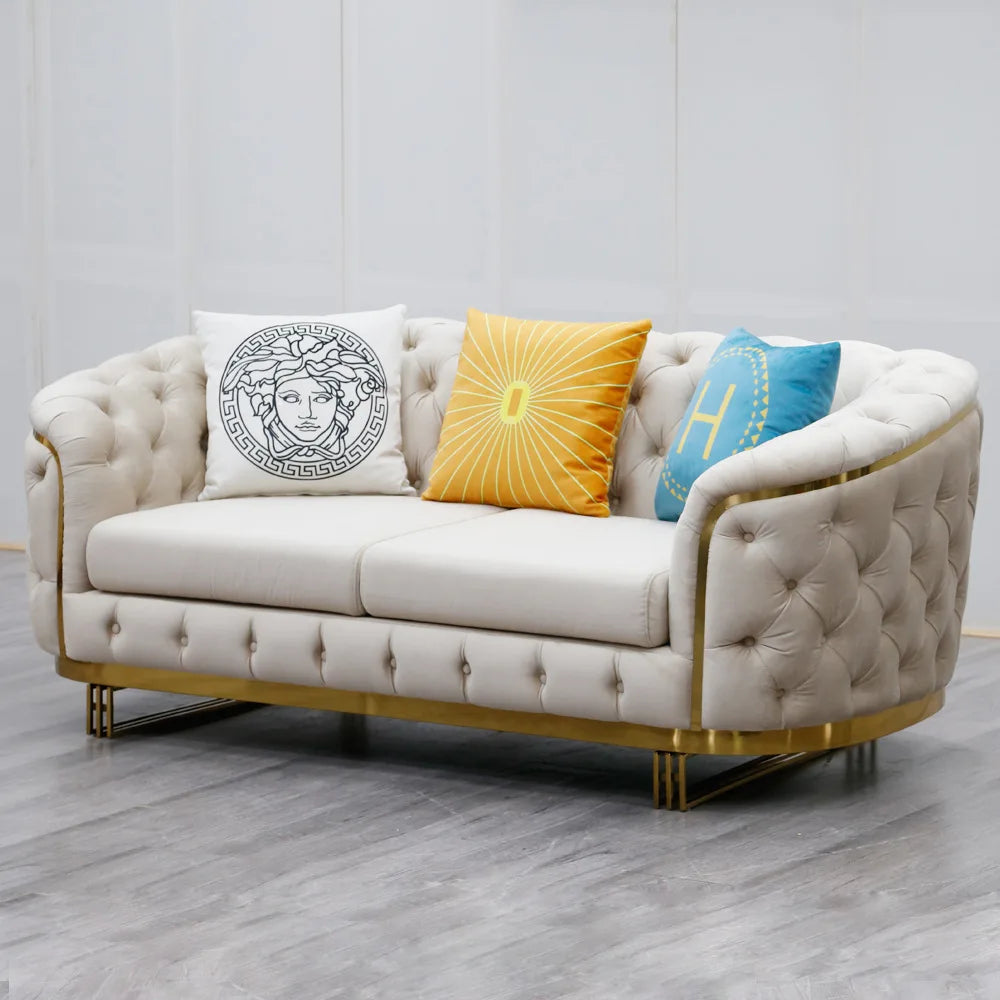 Italian light luxury flannel sofa straight-breasted buckle 123 sofa designer fashion club villa velvet sofa