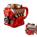 Retro V8 Engine Stainless Steel 3D Coffee Mug Personalized Double Wall Insulation Car Mug With Handle Christmas Gifts Decor