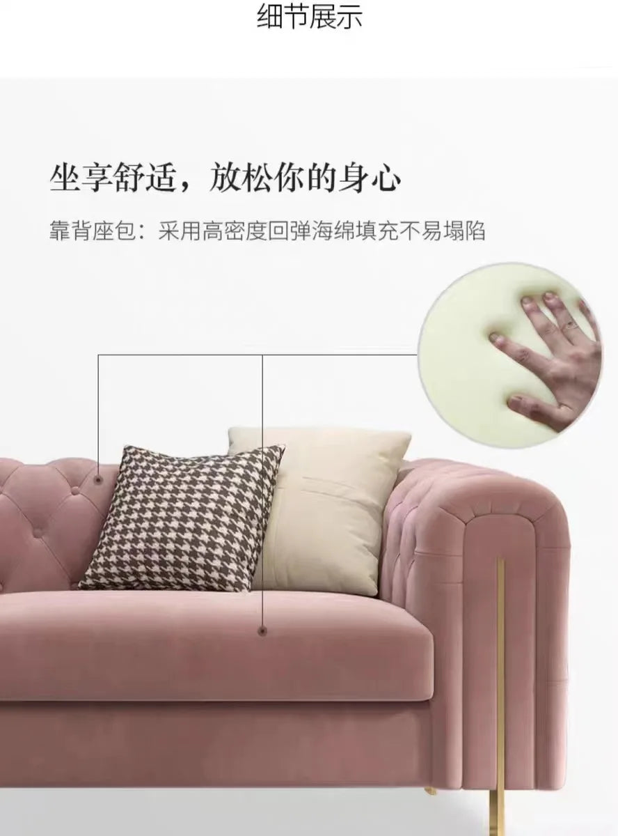 Light luxury fabric pull-button sofa, living room modern minimalist small apartment velle high-back tiger chair furniture
