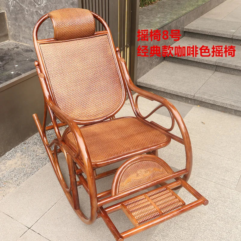 Natural rattan rattan household rocking recliner back recliner nap chair leisure household elderly free