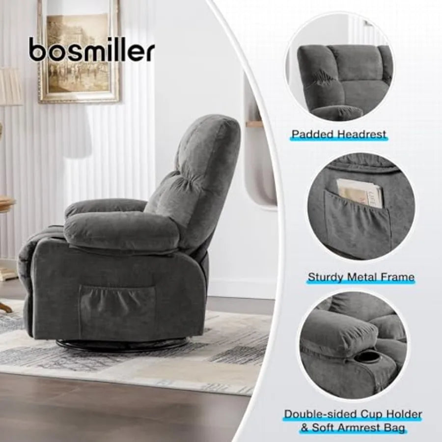 Recliner Chair,Rocking Chair with Massage and Heat,360° Swivel Recliner Chairs for Adults,for Bedroom,Nursery,Living Room Chairs