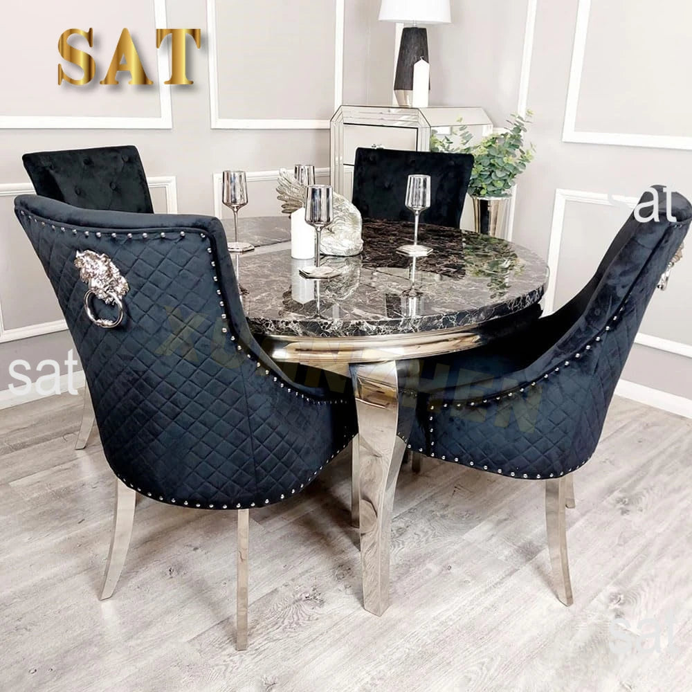 # Furniture Cheap Modern Elegant Dining Table Set 4 Chairs Marble