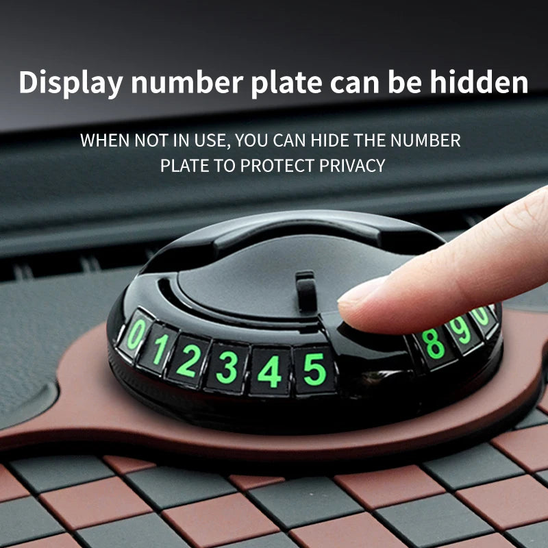 Multifunctional Plaid Anti-Slip Mat Car Phone Holder 360° Rotatable Temporary Parking Card Auto Accessories
