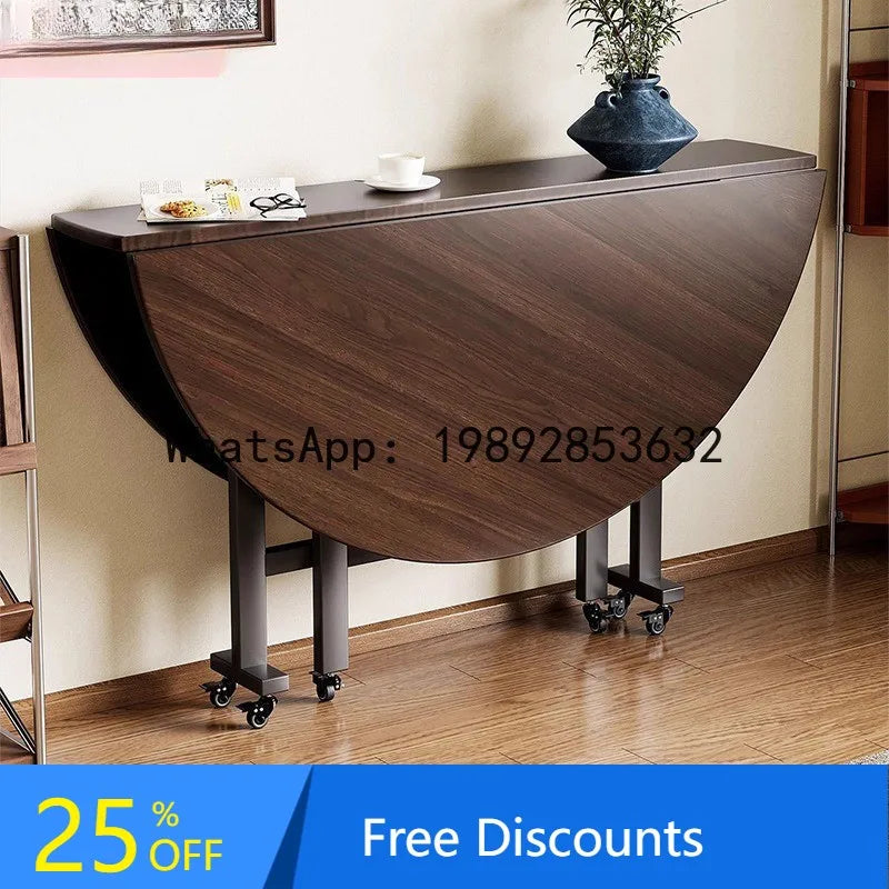 Folding Round Table for Home Rental Small Apartment Movable Folding Dining Table Large Round Table with Turntable