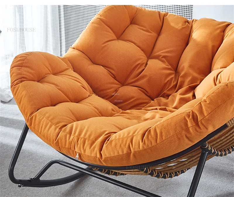 Nordic Lazy Living Room Chairs Home Balcony Rocking Chairs Reclining Sofas Rattan Sofa Leisure Rocking Chair Home Furniture