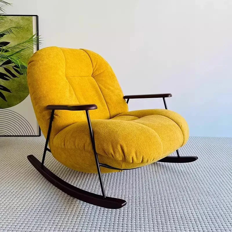 Rocking chair for living room and balcony single-seater sofa chair for small spaces fabric lazy sofa, reclining leisure chair