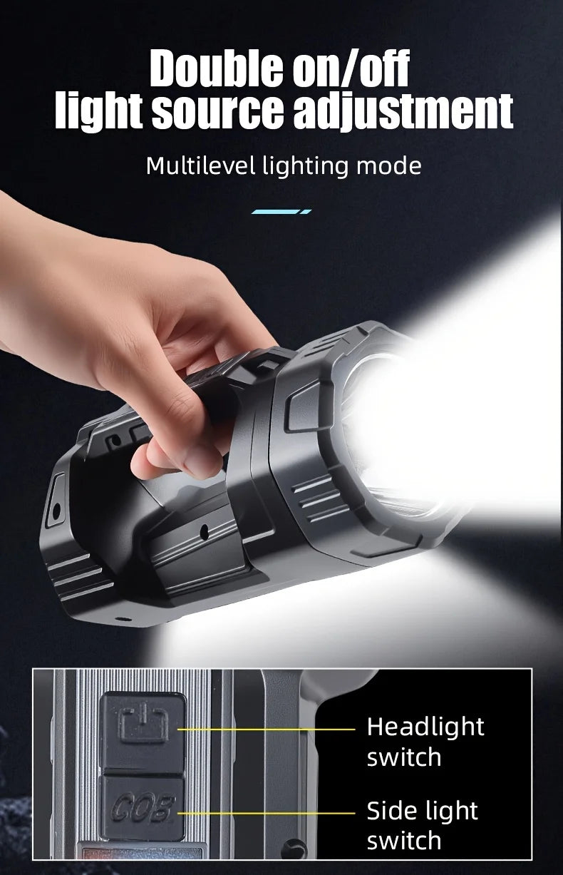 Portable Handheld Solar-Powered Flashlight Strong Light Rechargeable Ultra-Long Battery Life Super Bright Suitable Home Outdoor