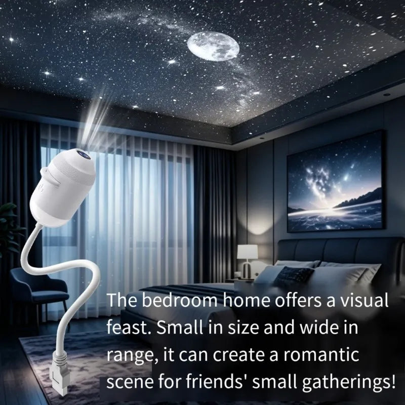 USB Mini Galaxy Star Projector With 24 Slides For Car Interior& Home Decor- Two-In-One Night Light Functionality