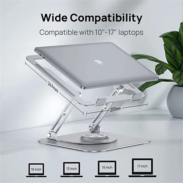 Ultra Slim 360 Swivel Aluminum Alloy Laptop Holder Foldable Portable Compact Notebook Computer Riser For Office Desk