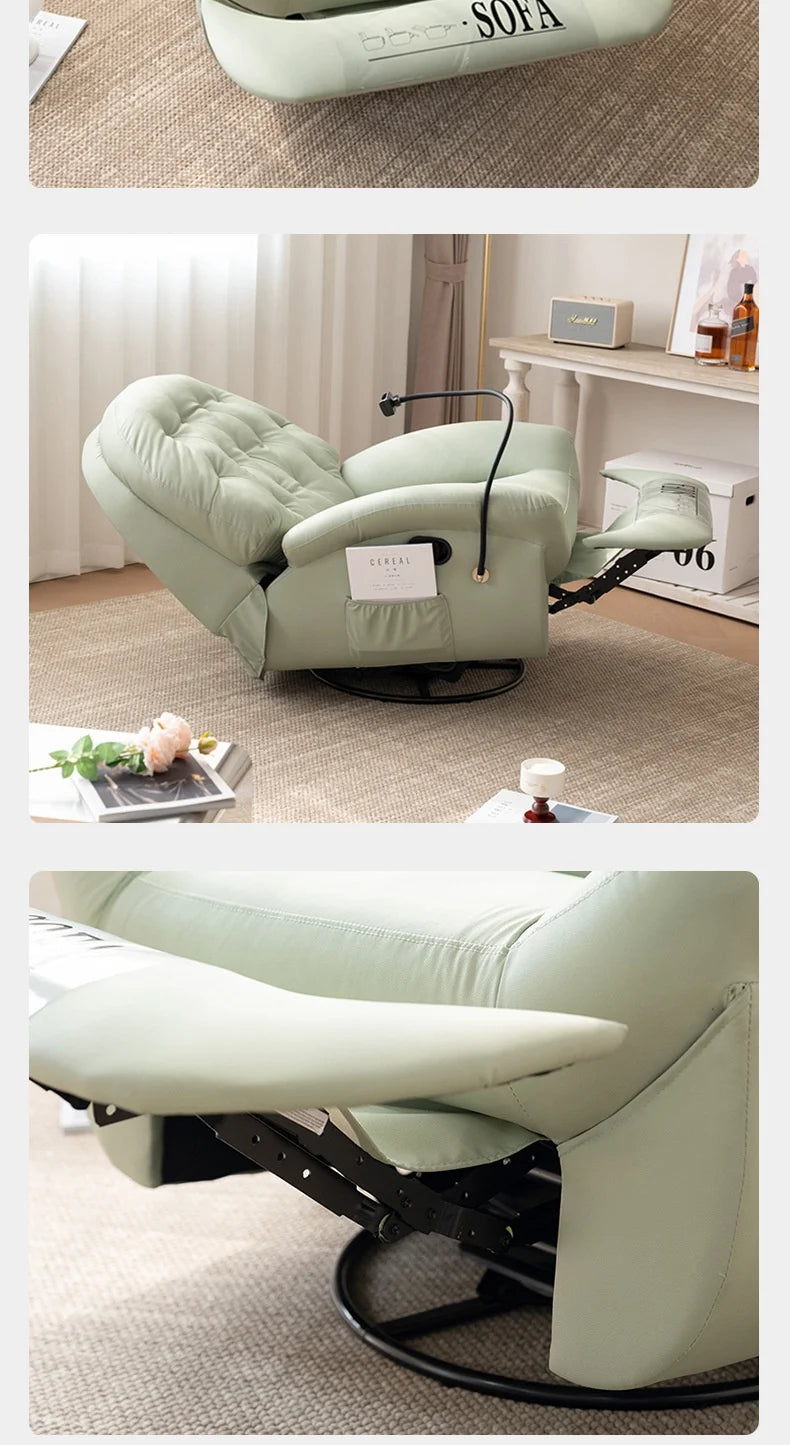 Modern Single Sofa Chair Multifunctional Sleepable Reclining Lazy Sofa Chair Rocking Lying Extendable for Home Living Room