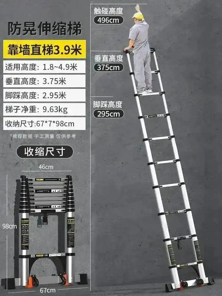 Engineering Multifunctional Aluminum Ladder Step Alloy Stools Home Folding Telescopic Ladder Portable Thick Herringbone Stairs