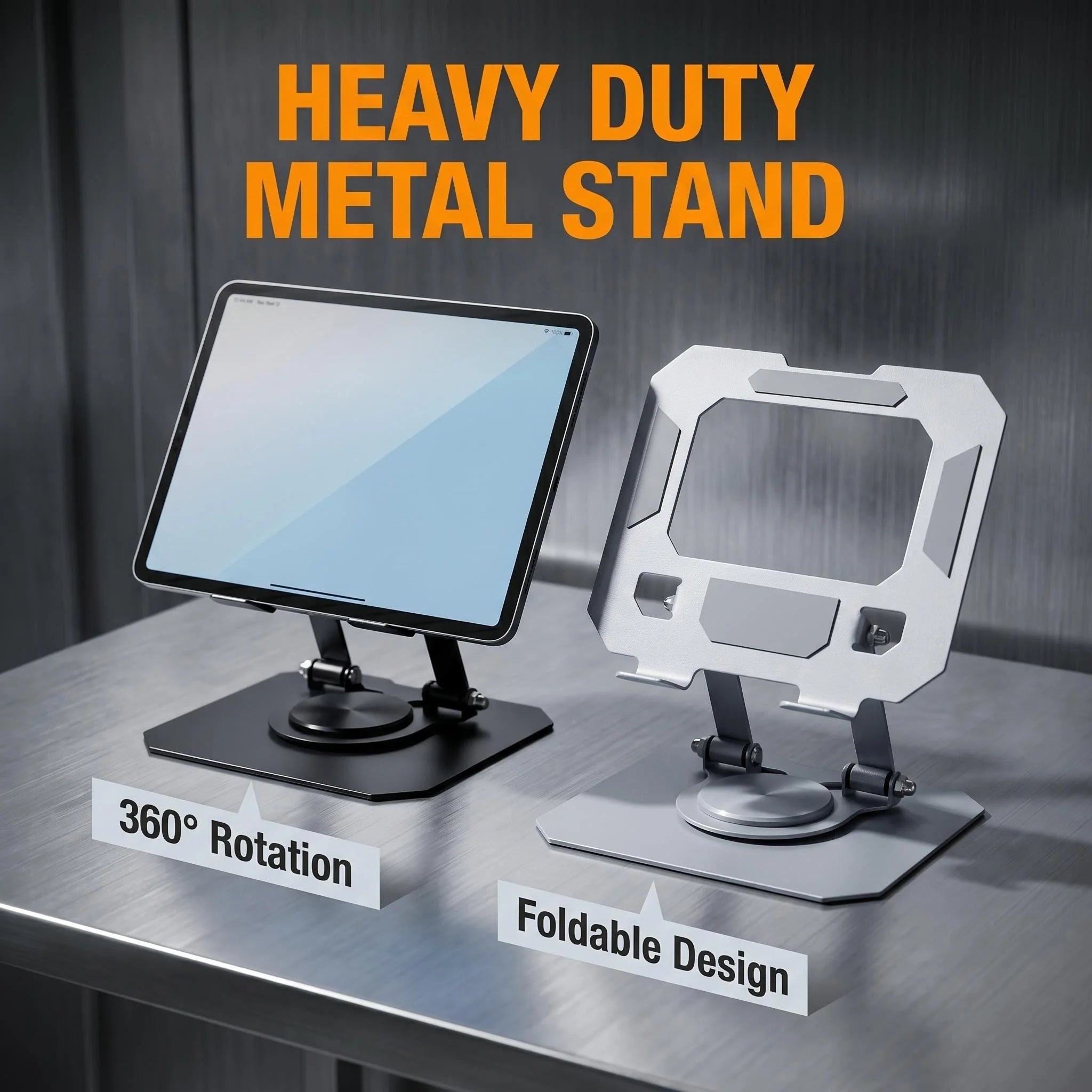Portable Aluminum Alloy Rotatable Tablet Stand with Foldable Height Adjustment Compact for Home Office Use Durable No Wobble