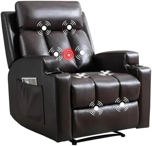 Manual Recliner Chair with Massage and Heat,Breathable Leather Recliner Chair with Armrest and Backrest, Manual