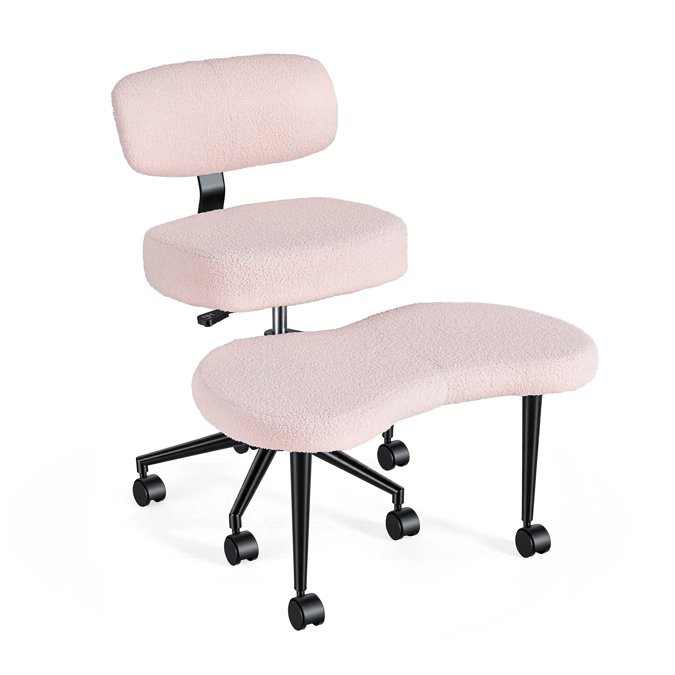 JHK Teddy Fleece Armless Ergonomic Office Chair with Lumbar Support Rolling Swivel Multiple Combination Methods Office Chair