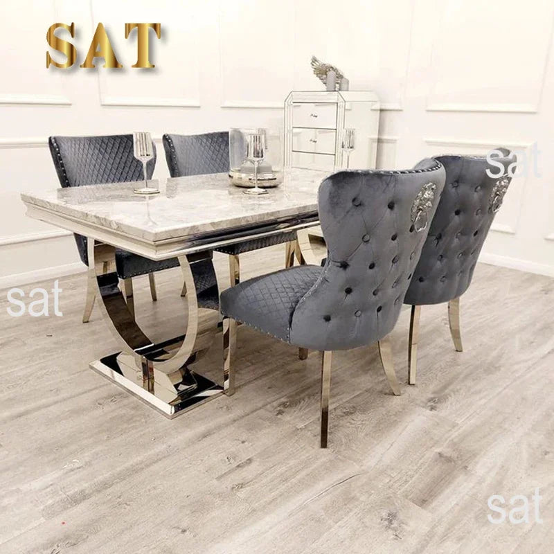 # Dining Room Furniture Restaurant Tables Dining Table Silver Dining Set With 4 Chairs #