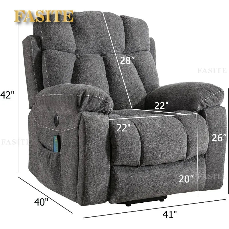 Large Power Lift Recliner Chairs with Massage and Heat for Elderly Big People
