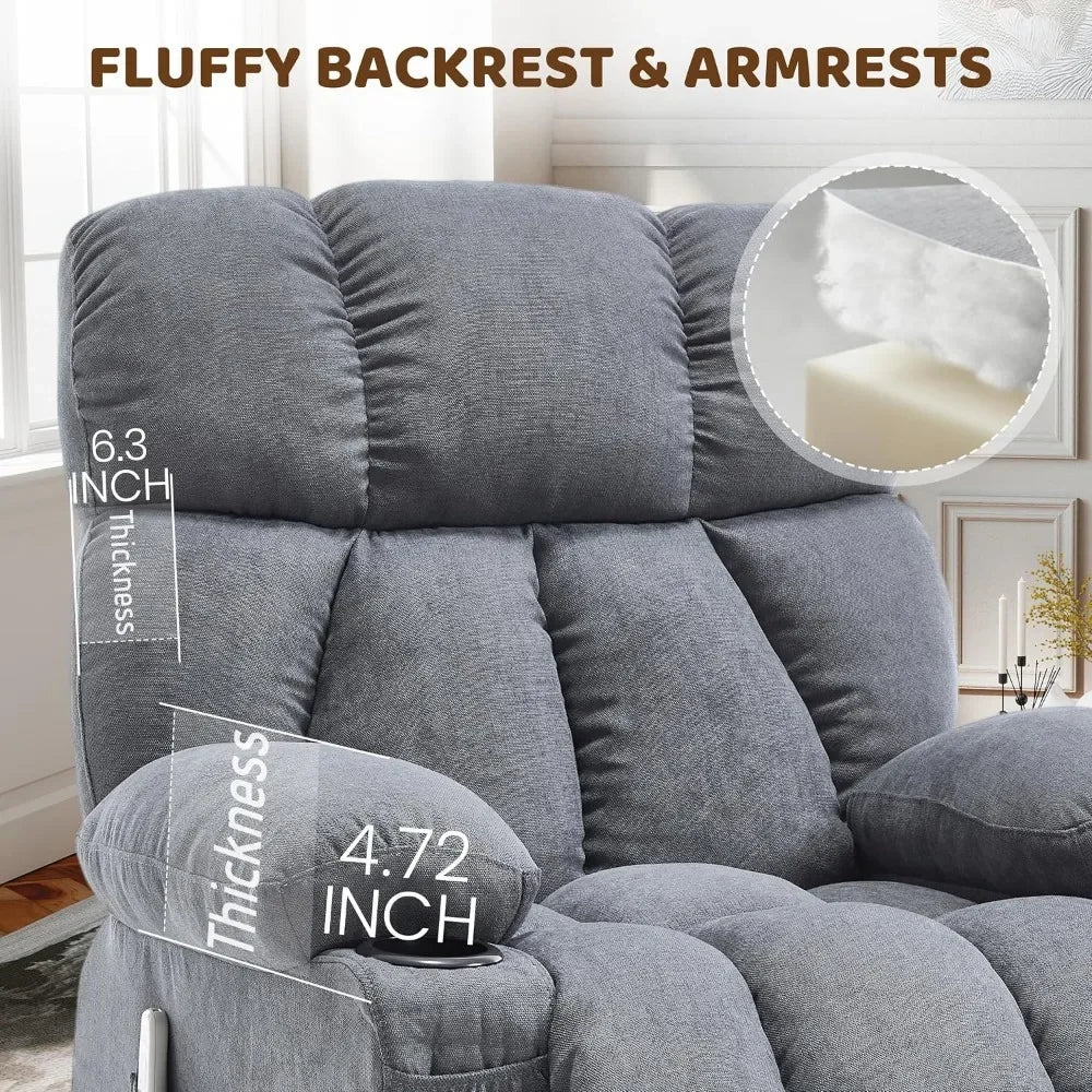 Rocker Recliner Chair with Massage, Heat, and Comfort Features for Living Room and Bedroom
