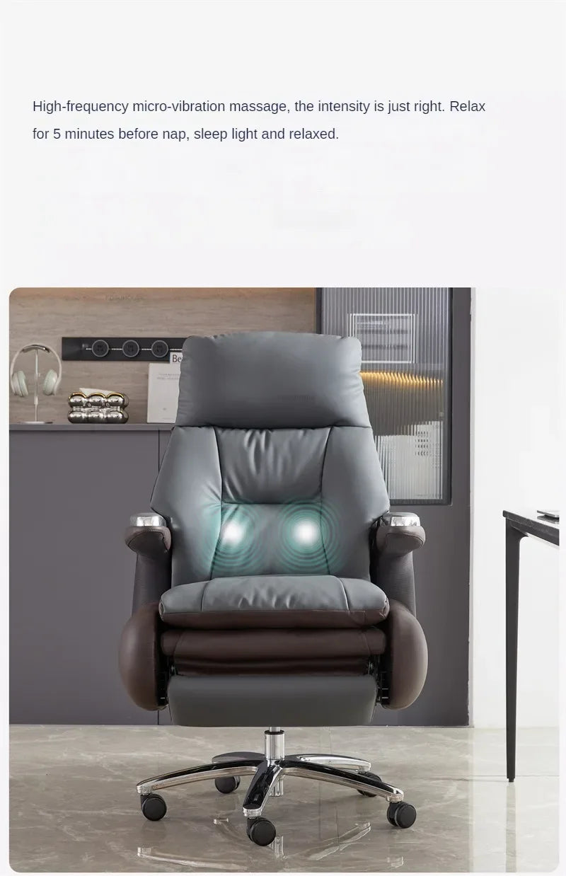 Nordic Designer Leather Boss Office Chairs Comfortable Leather Back Computer Chairs Lunch Break Gaming Chairs office Furniture A