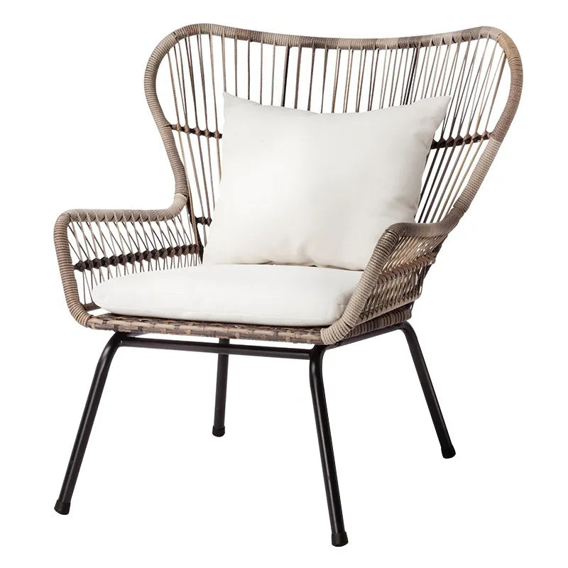 Modern 3-Piece 2-Seater Comfortable Metal Frame Rattan Wicker Chair and Table Set  For Outdoor Balcony Courtyard Apartment Patio