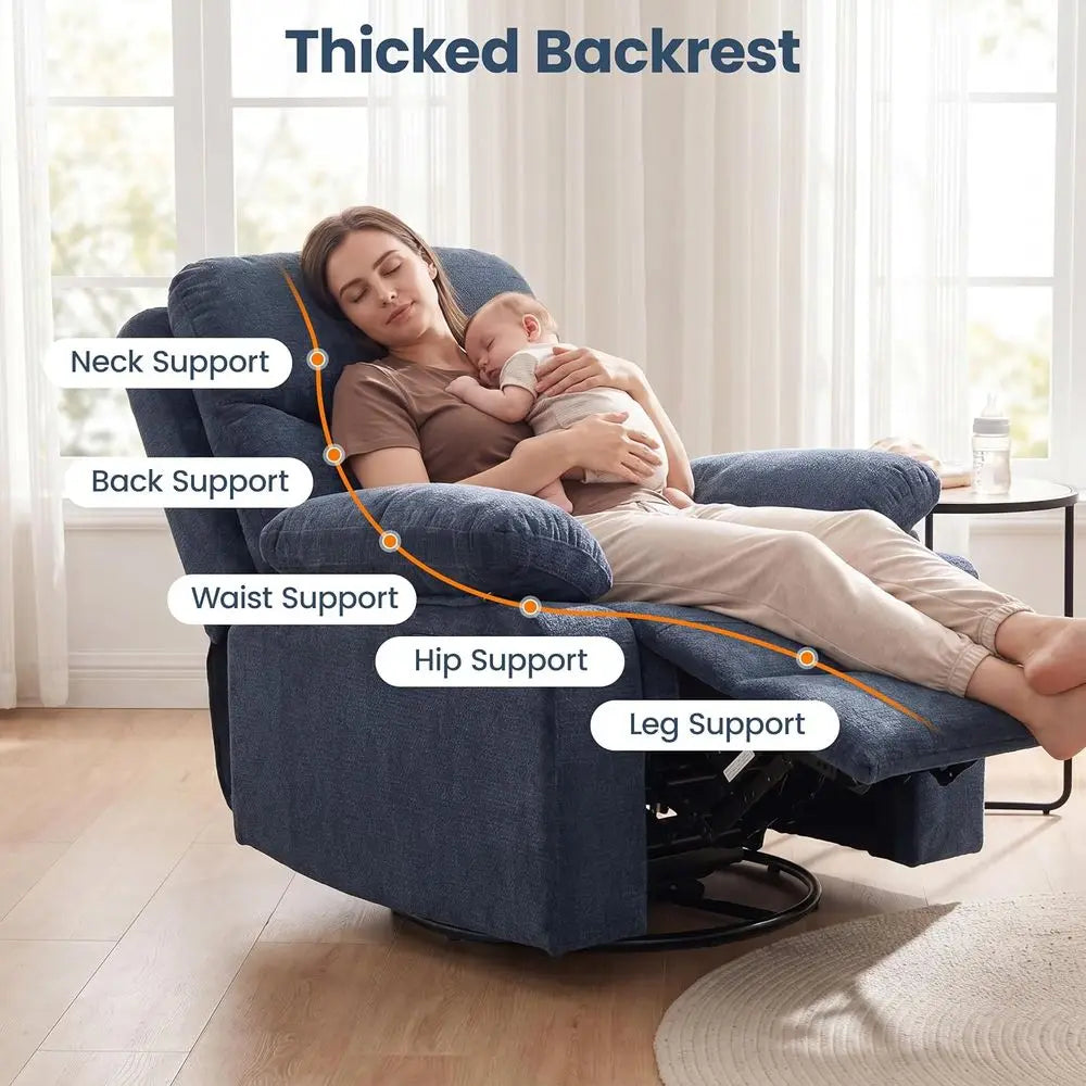 Rocking Chair Nurry with Adjustale Armrests, 360° Swivel Rocker Recliner or Moms, Manual Gilder Rocker Nursing Chair with Wide o