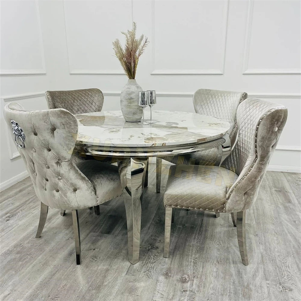 # Furniture Cheap Modern Elegant Dining Table Set 4 Chairs Marble