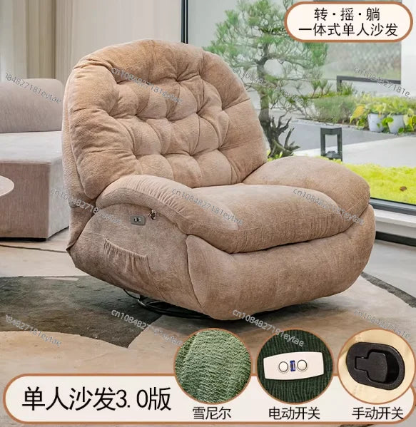 Electric single sofa home leisure lazy sofa can lie down and sleep living room first-class rocking chair function