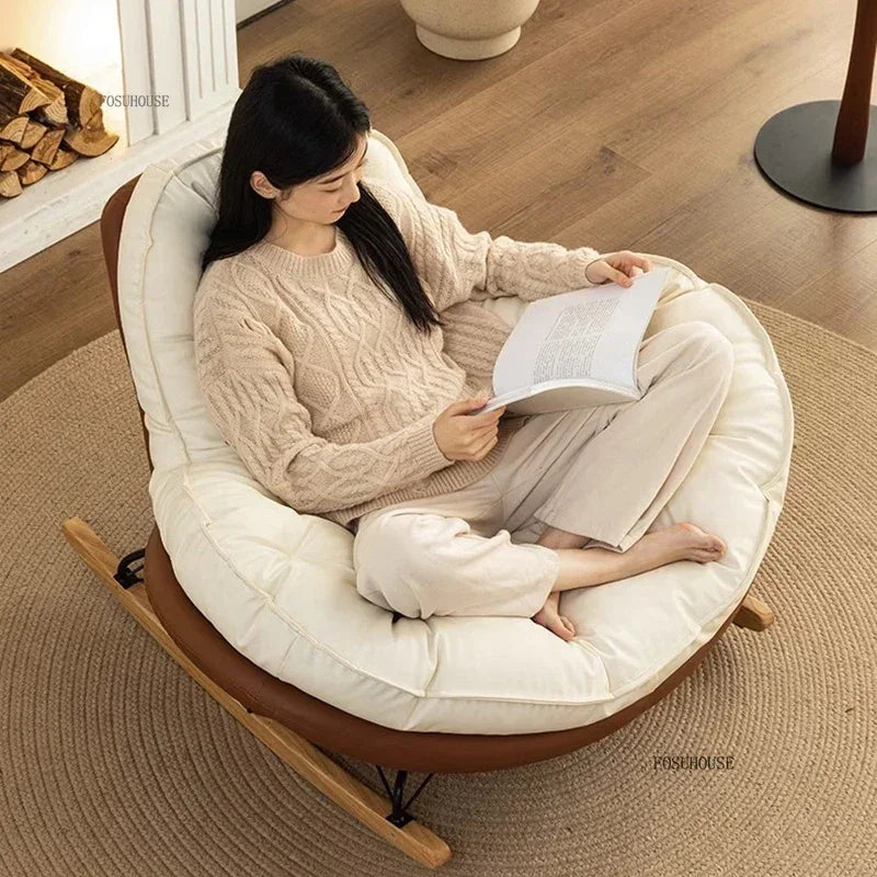 Designer Living Room Chair Personality Large Rocking Chair for Living Room Light Luxury Sofa Chairs Japanese Home Furniture