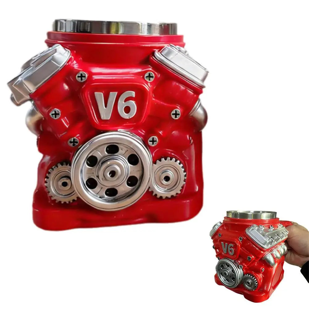 V6 V8 V12 Retro Engine Coffee Mug Stainless Steel Coffee Mug Funny Design Mug Coffee Cup Cocktail Mug Tea Cup For Car Enthusiast
