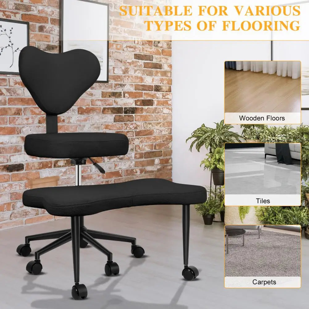 Meditation Yoga Chair with Back Support Cross Legged Office Chair with Wheels Criss Cross Desk Kneeling Chair for Home Yoga