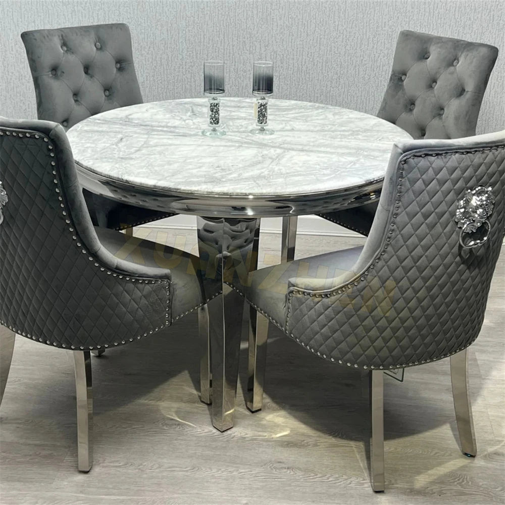 # Furniture Cheap Modern Elegant Dining Table Set 4 Chairs Marble